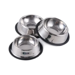 Customized Stainless Steel Rice Bowl for Dogs Eco-Friendly Portable Pet Feeder with Non-Slip Base Stylish Pet Food Water Bowl
