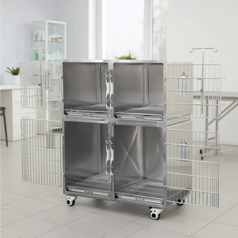 Customized XL Dog Cat Pet Cage Kennels Modern Stainless Steel Modular Design with Animal Pattern Iron Material