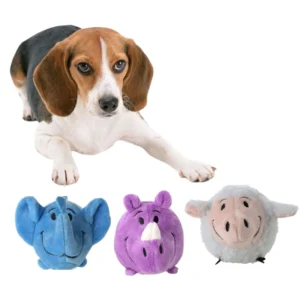 Cute Animal Dog Squeaky Eco Friendly Rubber Plush Luxury Classic Modern Cartoon Pet Toy Ball Interactive Play Speaks Bounces