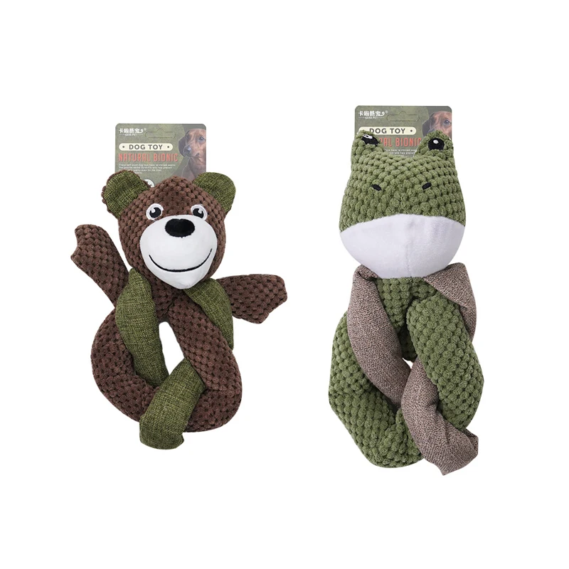 Cute Animal Dog Toys Squeaky Plush Rabbit Bear Sloth Frog Bite Resistant Boredom Relief Pet Supplies