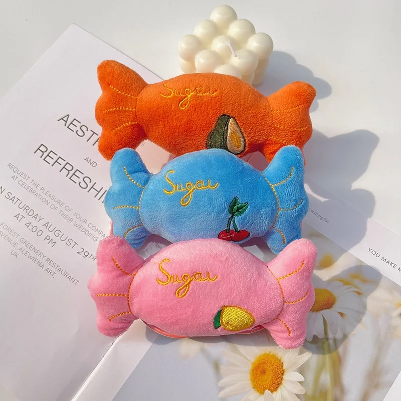 Cute Candy Shaped Plush Squeaky Pet Toys Bite Resistant Teething Boredom Relief Interactive for Teddy Dogs Cats Pet Toys