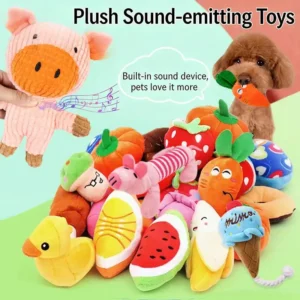 Cute Cartoon Plush Squeaky Dog Toys Cute Plush Squeaky Dog Toys Food Animal Shaped Pet Chew Toys for Puppies