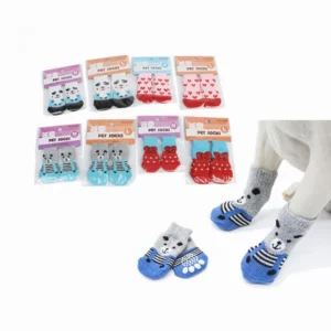 Cute Cartoon Print Indoor Wear Cat Paw Protector Anti-Slip Knit Pet Socks for Dogs