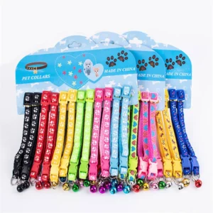 Cute Cartoon Printed Small Animal Puppy Pet Bell Collar Reflective Nylon Cat Collar