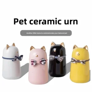 Cute Cat Pet Urn Premium Ceramic Pet Cremation Memorial Keepsake for Pet Ashes Home Memorial Use