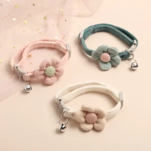 Cute Cat Small Dog Accessory Cartoon Animal Flower Bell Padded Nylon Alloy Ribbon Collar Decorations Pet Supplies