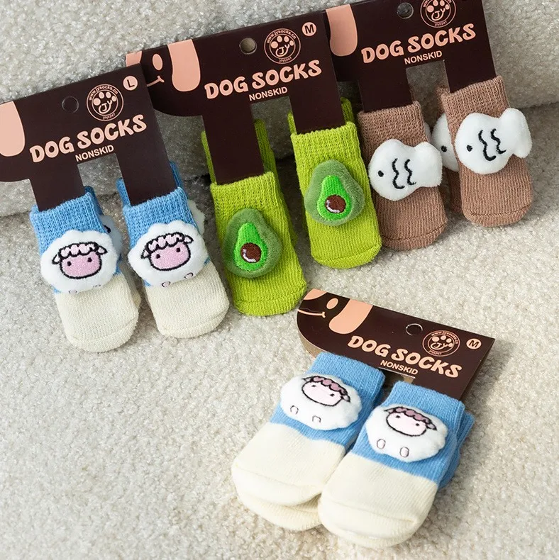 Cute Cotton Pets Socks Non-slip Sole Design Soft Dogs Socks