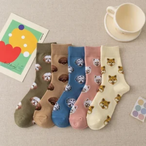 Cute Dog Breed Pet Lover Socks Women Novelty Funny Animal Cotton Crew Socks