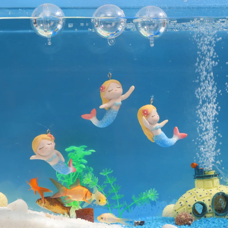 Cute Fish Tank Mermaid Decoration Landscape Accessories Creative Aquarium Micro Landscape Resin Crafts