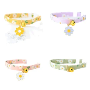 Cute Floral Print Polyester Breakaway Pet Collar for Cats & Dogs Inspired by Floral Necklace Fashion Pendants Safety Buckle