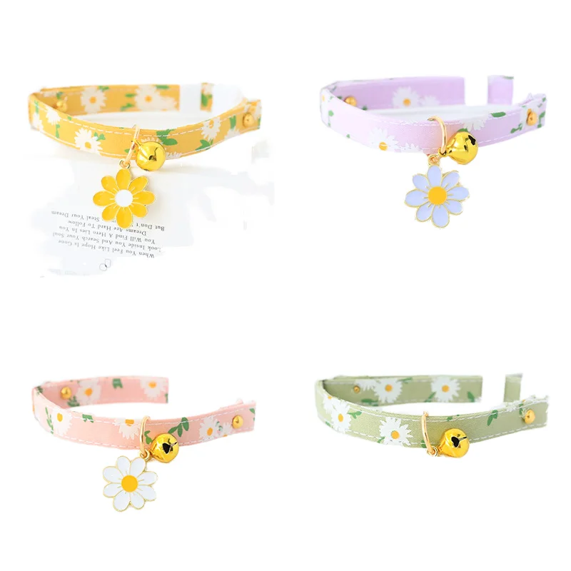 Cute Floral Print Polyester Breakaway Pet Collar for Cats & Dogs Inspired by Floral Necklace Fashion Pendants Safety Buckle