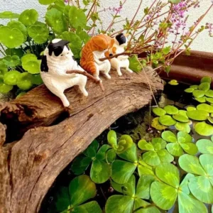 Cute Kitten Fishing Figurine Fish Tank Decoration Aquarium Ornament Landscape Aquarium Air Pump Accessories
