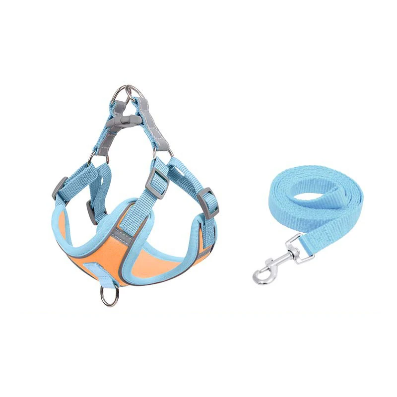 Cute Luxury Pet Harness Set Breathable Nylon Polyester Dog Vest Reflective Light Available Small Medium Large XL