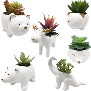 Cute Mini Animals Garden Ceramic Pots Deer Bear Cat Elephant Succulent Planter Ceramic Flower Pot