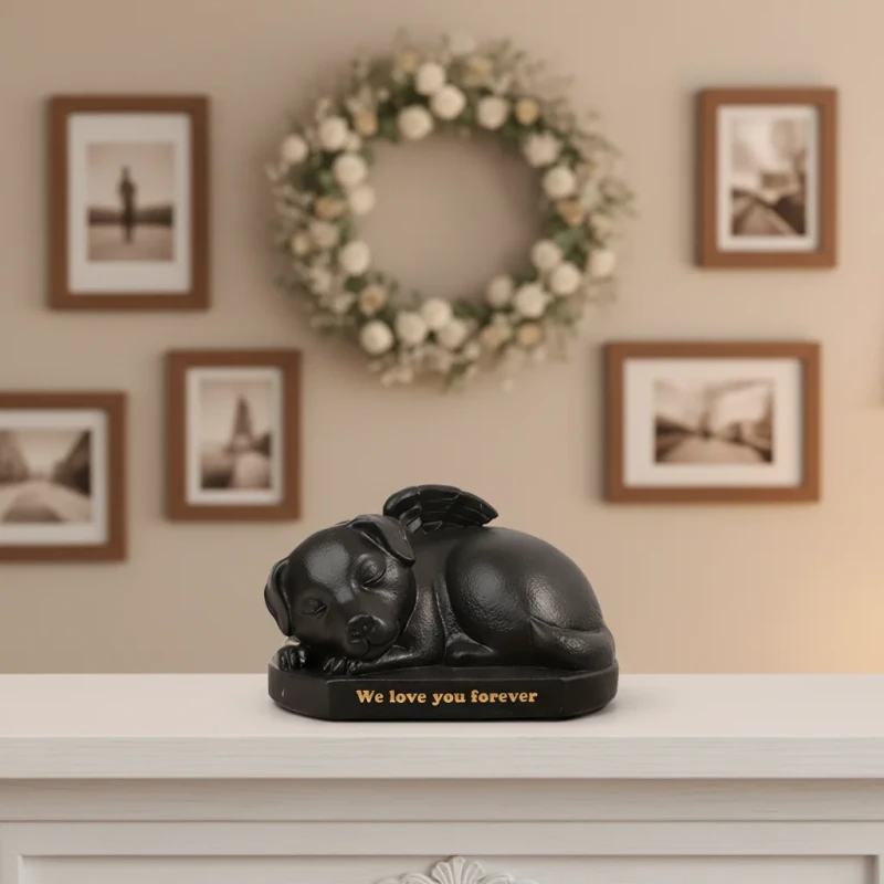 Cute Modern Pet Angel Urn Dog Cat Memorial Funeral Supplies Polyresin Ash Storage Jar Pot