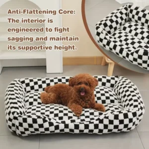 Cute Modern Puppy Dog Sofa Bed Oval Orthopedic Supportive Foam Couch with Washable Cover Protective for Dogs & Cats