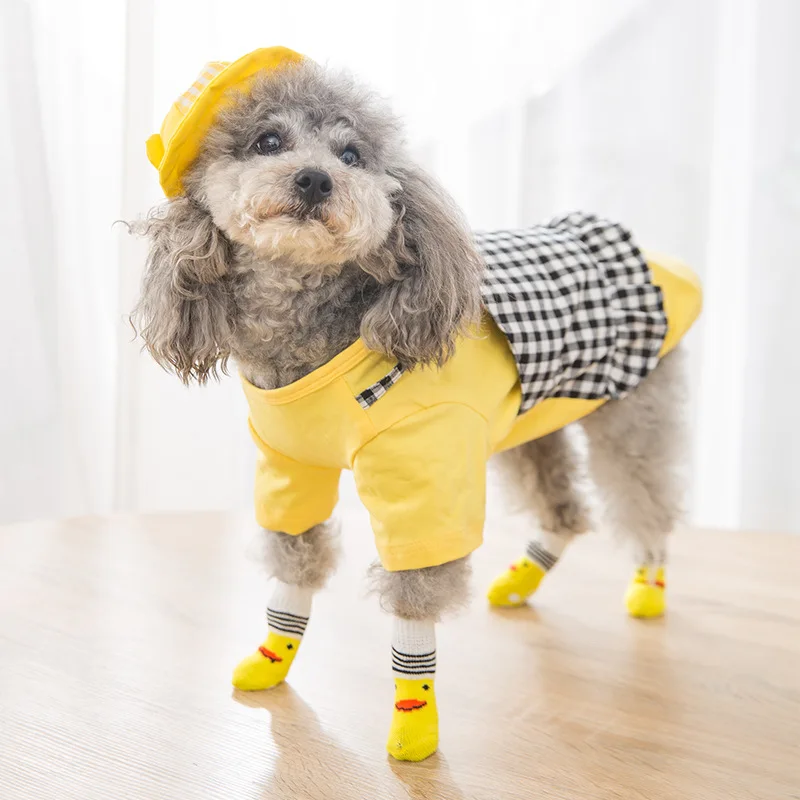 Cute Pet Dog Embroidery Socks High Quality Non Slip Bottom Cartoon Puppy Cat Socks
