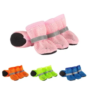 Cute Pet Mesh Socks Summer Non-Slip Breathable Wear Resistant Soft Reflective Dog Protective Foot Cover