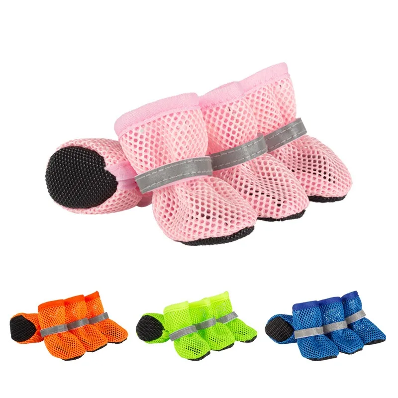 Cute Pet Mesh Socks Summer Non-Slip Breathable Wear Resistant Soft Reflective Dog Protective Foot Cover