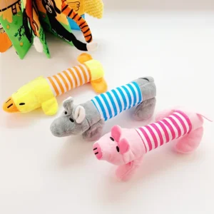Cute Plush Cartoon Pet Toy Duck Pig Elephant Shape Bite Resistant Squeaky Toy for Dogs & Cats