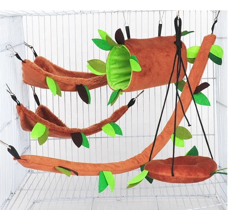 Cute Plush Cotton Hamster Hammock Hammock for Rats Rodent Small Animal Guinea Pig Ferret Double-layer Nests Pets Supplies