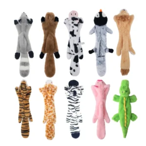 Cute Plush Squeak Dog Toy No Stuffing Animals Chew Toy for Small Medium Size Pets