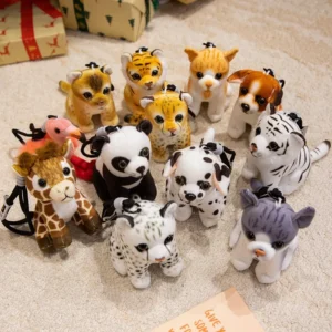 Cute Simulation Little Tiger Panda Plush Toys Little Dog Doll Girls Bag Keychain