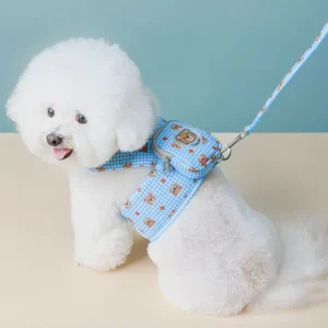 Cute Soft Breathable Mesh Dog Vest Collars Leashes Kit Adjustable U Shape Structure Breakaway Resistant Pet Harnesses