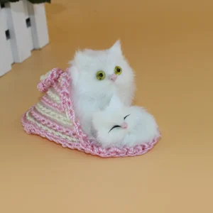 Cute small mini size Pet Figurine Realistic Fluffy Cat Set Ornament Toy Soft Plush Animal Gift for Pet Lovers and Kids