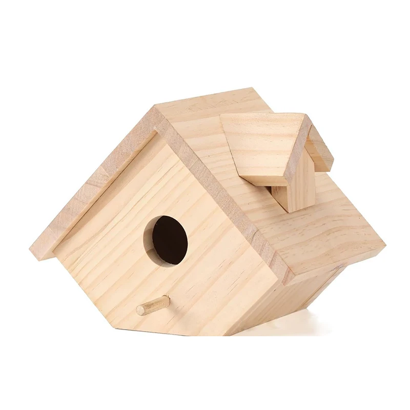 DIY Eco Friendly Solid Cedar Wood Bird Cage and Nest with Push Up Closure Powder Coated Modern Style for Outdoor Use
