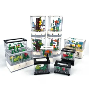 DIY Micro Building Blocks Fish Tank Stackable Mini Bricks Aquarium Bird Tree Model Creative Desktop Decoration Toy Gift ABS Toys
