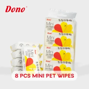 DONO Eco Friendly Disposable Pet Cleaning Wet Wipes 8pcs 8 Packs Cotton and Wood Material for Dog Hand Pocket Cleaning
