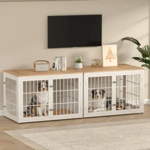Decorative Wood Pet House End Table Stable Kennel Furniture Eco Friendly for Indoor Outdoor Use Father’s Day Gift