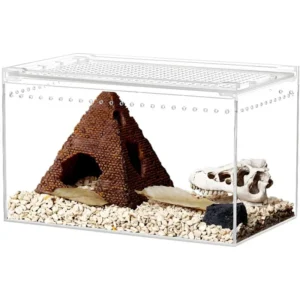 Dedicated Stackable Detachable Removable Recyclable Horned Box Double Opening Reptile Breeding Cage Carrier Plastic