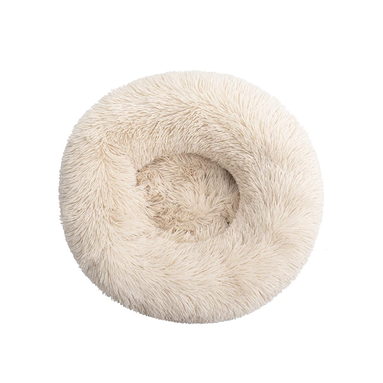 Deep Sleeping Pets Artifact Accessories Round Plush Fluffy Donut Bed for Cat Dog Fun