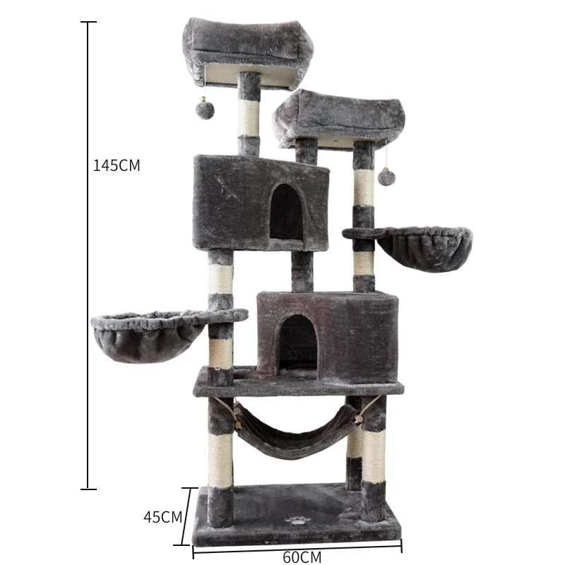 Deluxe DIY Cat Tree Tower Condo Large Modern Luxury Wooden Scratch Climbing Post Kitten Furniture Pet Play