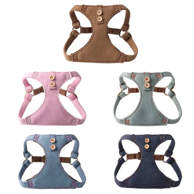 Denim Pet Harness Front Vest Harness with Leash Dog Harness