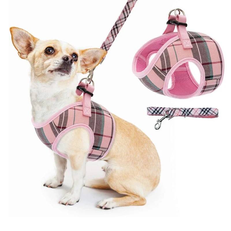 Designer Cute Dog Harness and Leash Set Eco Friendly Soft Luxury Pet Harnesses for Small Dogs