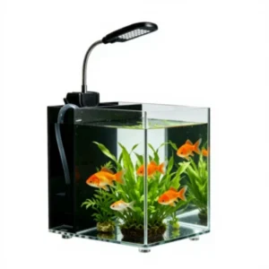 Desktop Mini Acrylic Aquarium Kit Clear Fish Tank with LED Light & Filter for Betta Fish