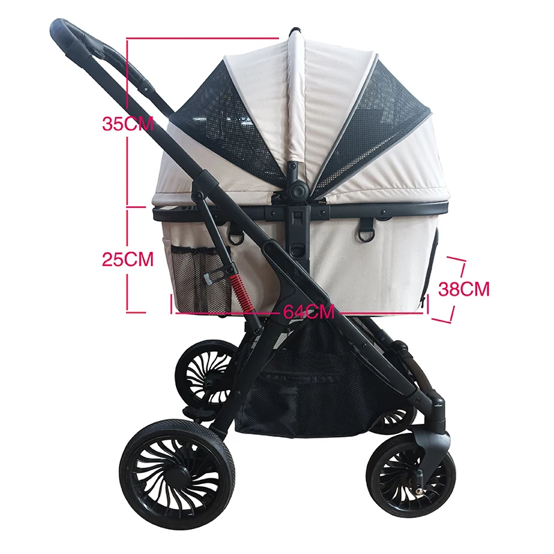 Detachable One Hand Folding Pet Stroller Dog Stroller Cat Stroller Stair Climbing Pet Carrier Trolley