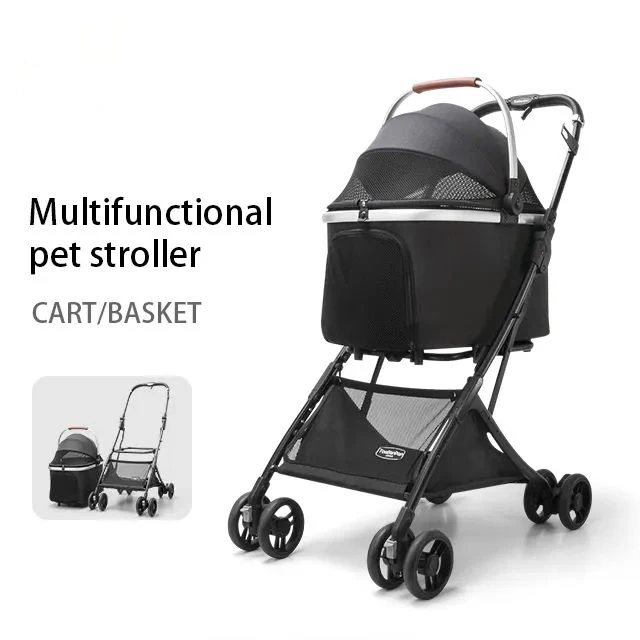 Detachable Separation Double Layer Pet Cart Lightweight Foldable Cat Dog Carriers Comfort Pet Stroller