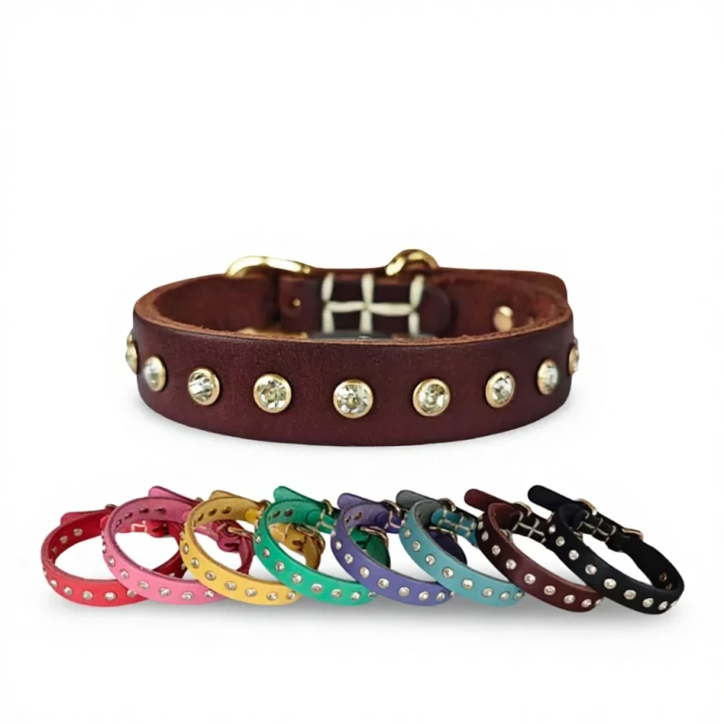 Diamond Studded Rivet Shiny Pet Collar for Cats and Dogs