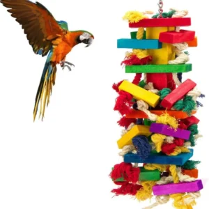 Direct Factory Sale of Large Medium Bird Toys Colorful Wooden Chewing Toys for Cockatiel Parrots in Stock