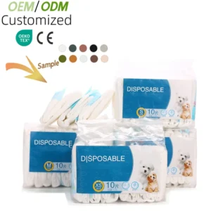 Disposable Dog Diaper Eco Friendly Female Male Dog Diapers OEM ODM Custom Cat Pet Diapers Cotton 10pcs bag
