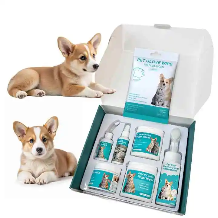 Disposable Eco friendly Pet Wipes Eco Friendly Biodegradablepet Dog Wet Grooming Wipes 7pcs Kits Factory Price