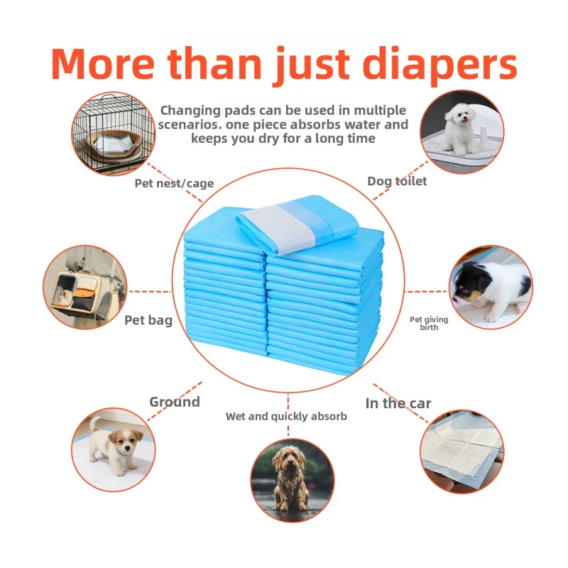 Disposable Nonwoven Fabric Dog Cat Diapers with Transparent Packaging Pet Grade Highly Absorbent Pee Proof Pads