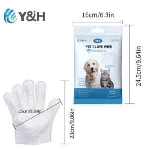 Disposable Pet Grooming Gloves Wipes White Hypoallergenic Pet Cleaning Gloves Wet Wipes for Dogs and Cats