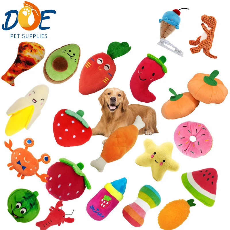 Doe Pet Supplies Customized OEM Pet Chew Toys Squeak Products Stuffed Soft Plush Dog Toy Cute Puppy Dog Toys Plush Set