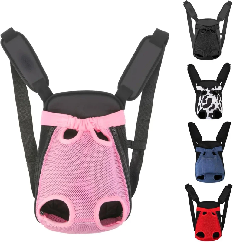Dog Backpack Carrier Cat Carrier Adjustable Pet Front Carriers Travel Bag Doggie Chest Carry Backpacks for Hiking Camping
