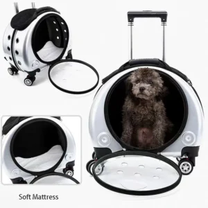 Dog Backpack Luggage Box Pet Carriers with Wheels Transparent Capsule Dog Travel Pet Trolley Case Cat Carrier
